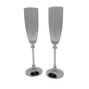 Ralph Lauren Champagne Toasting Flutes Vows Blown Glass 9" Love Knot Set of 2